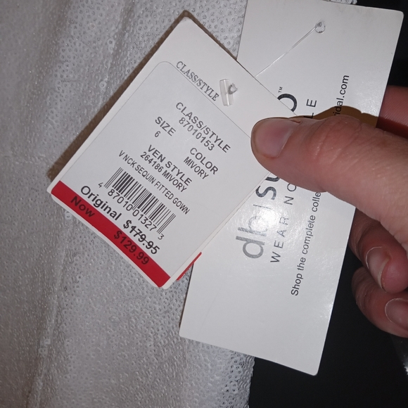 White V Neck Sequin Fitted Gown By dbstudio - Picture 3 of 6